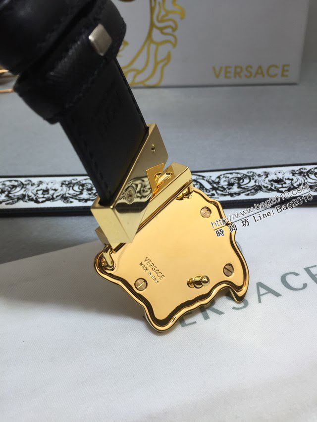 VERSVE高端男士皮帶 範思哲巴洛克花卉雙面用皮帶  jjp1459